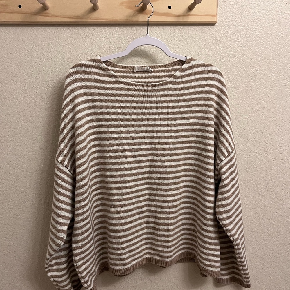 Carly Jean Los Angeles Striped Sweater - Brown and White